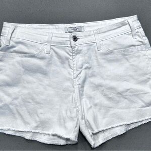 Levi's White Jean Shorts Mid-Thigh Frayed Hem